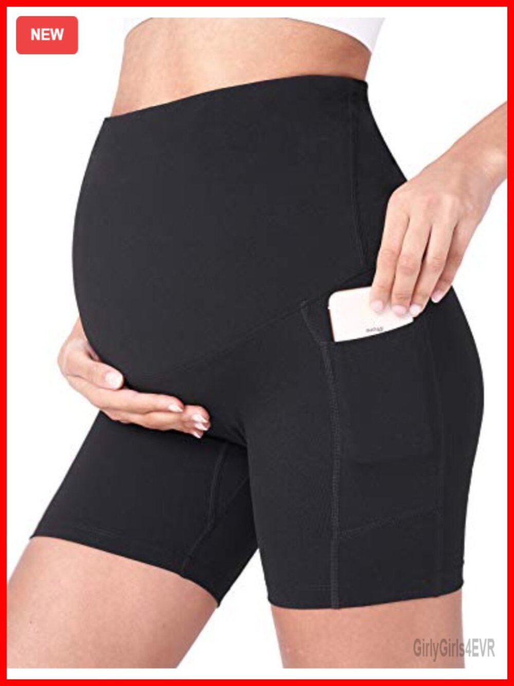 Maternity Biker Shorts Over the Belly with Pockets 5"